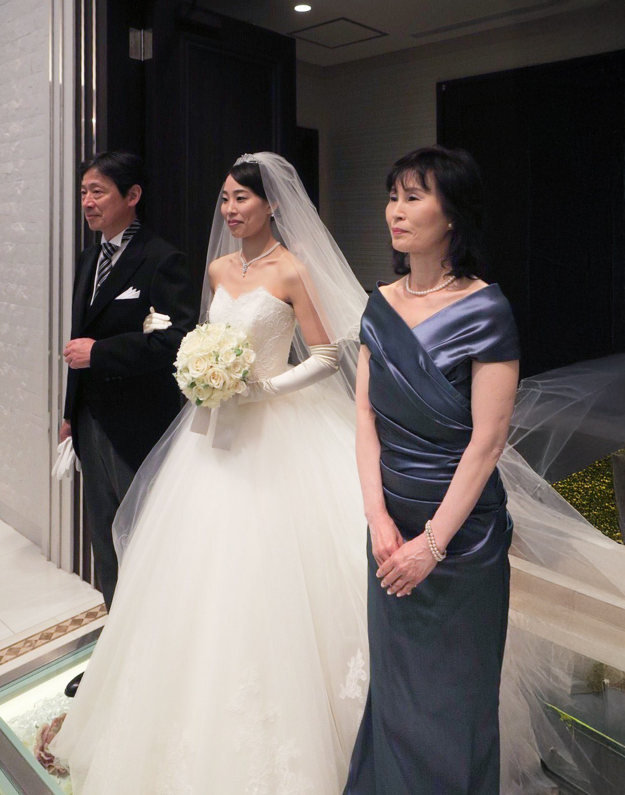 実際の結婚式 母親 フォーマルドレスL084ブルーグレー